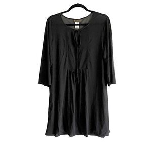 𝅺TOMMY BAHAMA Swimwear Coverup Kaftan Tunic Mini Dress Tassels Black S